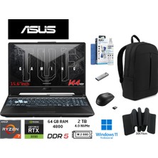 Asus tuf Gaming A15 FA506NCG-HN206 Amd Ryzen 7 7445HS 64GB 2tb SSD Rtx 3050 4gb W11 Pro 15.6"duddi Çanta+Mouse+Mousepad+Usbbellek+Temizlikkit
