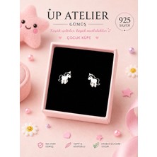 Up Atelier 925 Ayar Gümüş Çocuk Küpesi Beyaz At Model