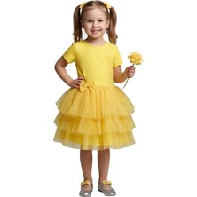 New Kids Fiyonk Detaylı Tüllü Srı Kız Çocuk Elbise