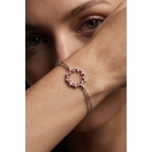 Parmas Design Aura Pembe Çelenk 925 Ayar Gümüş Kadın Hediye Bileklik 01778