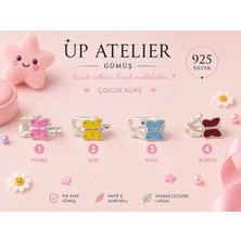 Up Atelier 925 Ayar Gümüş Çocuk Küpesi Mavi Kelebek Model