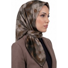 Hadiora Kadın Kahverengi Bej  Çiçek Desenli Organik Pamuk Soft Eşarp
