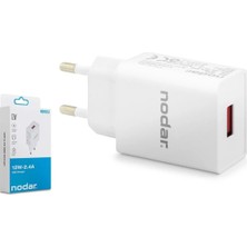 Hadron Nodar ND1012 USB Hızlı Şarj Adaptörü 12W 2.4A - Beyaz