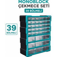 Badem10 Monoblock Çekmece Seti 39'lu Turkuaz Çekmece Sistemi Mobilya Dolap Çekmece Tamir Seti