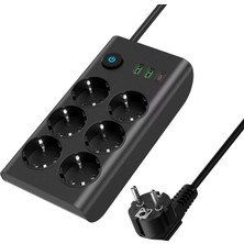 Always Teknoloji 3680W Anahtarlı Akım Korumalı 6'lı Grup Priz - 2x Usb-A ve 2 x Type-C Girişli