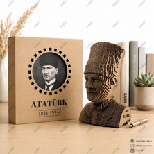 KarX Kalpaklı Mustafa Kemal Atatürk 3D Puzzle, Yaratıcı Hobi, Dıy, Kraft Karton Model Kit