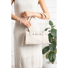 Valu Accessorize Kadın Kemer Detaylı Keten Günlük El ve Omuz Çantası Lina