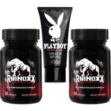 Murahze Rhinoxx: 2 Adet Erkeklere Özel Sırrı 30LU Formül + Playboy 50 ml Kayganlaştırıcıkrem