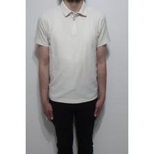 Santa Fistan Store Erkek Çizgili Spor Kesim Rahat Kalıp Polo Yaka T-Shirt
