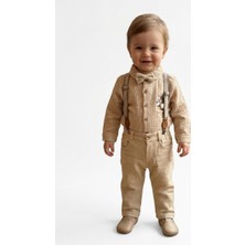 Butik Erkek Bebek Pamuklu Müslin Kuamş Ponpon Tavşanlı Pantolon Askılı Takım