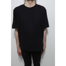 Santa Fistan Store Erkek Düz Spor Kesim Rahat Kalıp Bisiklet Yaka Battal T-Shirt