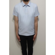 Santa Fistan Store Erkek Çizgili Spor Kesim Rahat Kalıp Polo Yaka T-Shirt