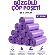 MSE HOLD Büzgülü Çöp Poşeti Lavanta Kokulu 65×70 cm Büyük Boy 10 Rulo Dayanıklı Sızdırmaz Kalın Çöp Torbası