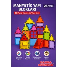 Canda Oyuncak 26 Parça  Manyetik Magnet Renkli Yapı Blokları