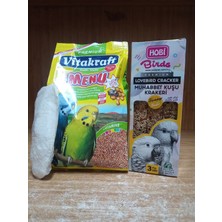 Vitakraft Vital Menu Muhabbet Kuşu Yemi 500 Gr+1 Adet Kalamar Kemiği+1 Paket ( 3 Adet )  Hobi Ballı Muhabbet Krakeri
