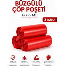 MSE HOLD Büzgülü Çöp Poşeti Çilek Kokulu 65×70 cm Büyük Boy 3 Rulo Dayanıklı Sızdırmaz Kalın Çöp Torbası