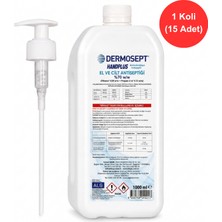 Dermosept Handplus El ve Cilt Antiseptiği 1000 ml %70 Alkol Bazlı Hijyenik El Dezenfektanı x 15 Adet