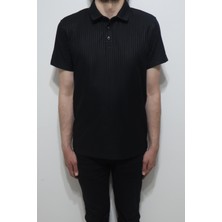 Santa Fistan Store Erkek Çizgili Spor Kesim Rahat Kalıp Polo Yaka T-Shirt