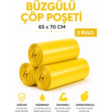 MSE HOLD Büzgülü Çöp Poşeti Limon Kokulu 65×70 cm Büyük Boy 3 Rulo Dayanıklı Sızdırmaz Kalın Çöp Torbası