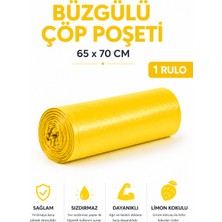 MSE HOLD Büzgülü Çöp Poşeti Limon Kokulu 65×70 cm Büyük Boy 1 Rulo Dayanıklı Sızdırmaz Kalın Çöp Torbası