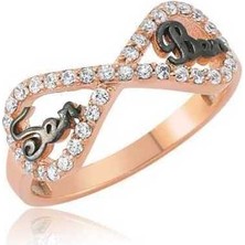 Blackcraft 925 Ayar Gümüş "sen & Ben" Yazılı Rose Sonsuzluk Yüzüğü