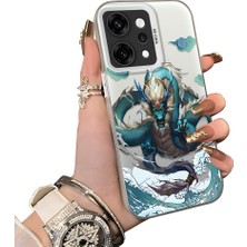 HONTINGA Oppo Reno 14 Pro 5g ile Uyumlu Kılıf Silikon Kenar Sert Arka Kamera Koruyucu Basitlik Anti Düşme Kamera Korumalı Ejderha Desen Couple Telefon Kılıfı Kadın ve Erkek Için Uygundur K1-1357