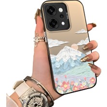 HONTINGA Oppo Reno 14 Pro 5g ile Uyumlu Kılıf Silikon Kenar Sert Arka Kamera Koruyucu Basitlik Anti Düşme Kamera Korumalı Dağ Desen Couple Telefon Kılıfı Kadın ve Erkek Için Uygundur K1-1360