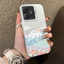 HONTINGA Realme C63 ile Uyumlu Kılıf Silikon Kenar Sert Arka Kamera Koruyucu Basitlik Anti Düşme Kamera Korumalı Dağ Desen Couple Telefon Kılıfı Kadın ve Erkek Için Uygundur K1-1360