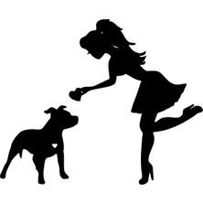 UAStudio Pitbul ve Kız Oto Özel Yeni Kaliteli Kaliteli Sticker Siyah 30 x 24 cm