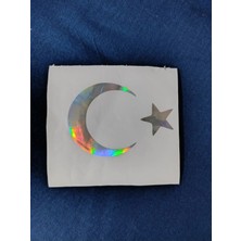 UAStudio Ay Yıldız Bayrak 10*7 Ölçü Hologram ve Gold Sticker Araç Oto Motorsiklet Kask Uyumlu