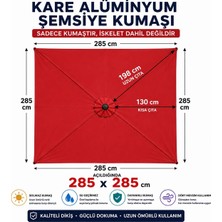 Şemsiyecim Kare Alüminyum Şemsiye Kumaşı 285X285 cm Sadece Kumaş