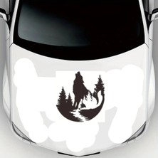 UAStudio Orman ve Uluyan Bozkurt Oto Kaput Kaliteli Kaliteli Sticker 45 x 47 cm