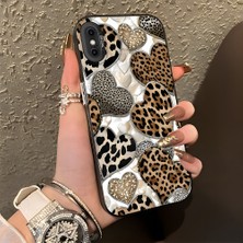 HONTINGA iPhone Xs ile Uyumlu Kılıf Silikon Kenar Sert Arka Kamera Koruyucu Basitlik Anti Düşme Kamera Korumalı Leoparlı Kalp Desen Couple Telefon Kılıfı Kadın ve Erkek Için Uygundur K1-1361