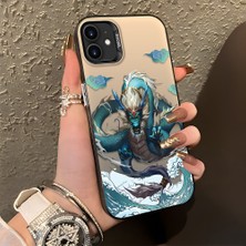 HONTINGA iPhone 12 Mini ile Uyumlu Kılıf Silikon Kenar Sert Arka Kamera Koruyucu Basitlik Anti Düşme Kamera Korumalı Ejderha Desen Couple Telefon Kılıfı Kadın ve Erkek Için Uygundur K1-1357