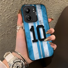 HONTINGA Xiaomi Redmi 13C ile Uyumlu Kılıf Silikon Kenar Sert Arka Kamera Koruyucu Basitlik Anti Düşme Kamera Korumalı Messi Desen Couple Telefon Kılıfı Kadın ve Erkek Için Uygundur K1-1359