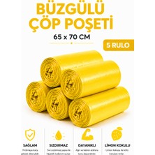 MSE HOLD Büzgülü Çöp Poşeti Limon Kokulu 65×70 cm Büyük Boy 5 Rulo Dayanıklı Sızdırmaz Kalın Çöp Torbası