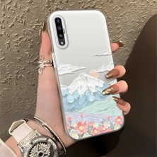 HONTINGA Samsung Galaxy A30S ile Uyumlu Kılıf Silikon Kenar Sert Arka Kamera Koruyucu Basitlik Anti Düşme Kamera Korumalı Dağ Desen Couple Telefon Kılıfı Kadın ve Erkek Için Uygundur K1-1360