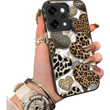 HONTINGA Oppo Reno 14 Pro 5g ile Uyumlu Kılıf Silikon Kenar Sert Arka Kamera Koruyucu Basitlik Anti Düşme Kamera Korumalı Leoparlı Kalp Desen Couple Telefon Kılıfı Kadın ve Erkek Için Uygundur K1-1361