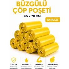 MSE HOLD Büzgülü Çöp Poşeti Limon Kokulu 65×70 cm Büyük Boy 10 Rulo Dayanıklı Sızdırmaz Kalın Çöp Torbası