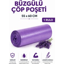 MSE HOLD Büzgülü Çöp Poşeti Lavanta Kokulu 55×60 cm Orta Boy 1 Rulo Dayanıklı Sızdırmaz Kalın Çöp Torbası