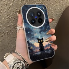 HONTINGA Vivo X200 Pro ile Uyumlu Kılıf Silikon Kenar Sert Arka Kamera Koruyucu Basitlik Anti Düşme Kamera Korumalı Kedi Desen Couple Telefon Kılıfı Kadın ve Erkek Için Uygundur K1-1358