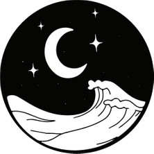 UAStudio Mehtap Ay ve Yıldız Temalı Kaliteli Kaliteli Sticker 10 x 10 cm