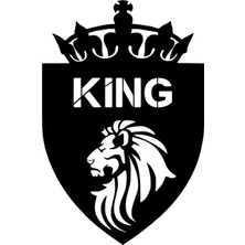 UAStudio Aslanlı King Arma Oto Özel Yeni Kaliteli Kaliteli Sticker Siyah 25 x 37 cm