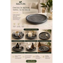 BitkiTÜRK 🌿 Dekoratif Beton Tepsi Sunumluk 19 cm | Kahve Sunum Tepsisi | Organizer | Mumluk ve Çok Amaçlı Beton Tepsi