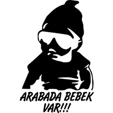 UAStudio Arabada Bebek Var Cool Oto Özel Yeni Sticker Siyah 20 x 30 cm