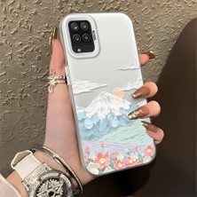 HONTINGA Samsung Galaxy M12 ile Uyumlu Kılıf Silikon Kenar Sert Arka Kamera Koruyucu Basitlik Anti Düşme Kamera Korumalı Dağ Desen Couple Telefon Kılıfı Kadın ve Erkek Için Uygundur K1-1360