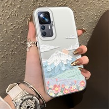 HONTINGA Xiaomi Mi 12T Pro ile Uyumlu Kılıf Silikon Kenar Sert Arka Kamera Koruyucu Basitlik Anti Düşme Kamera Korumalı Dağ Desen Couple Telefon Kılıfı Kadın ve Erkek Için Uygundur K1-1360