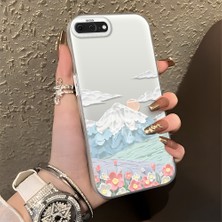 HONTINGA iPhone 8 Plus ile Uyumlu Kılıf Silikon Kenar Sert Arka Kamera Koruyucu Basitlik Anti Düşme Kamera Korumalı Dağ Desen Couple Telefon Kılıfı Kadın ve Erkek Için Uygundur K1-1360