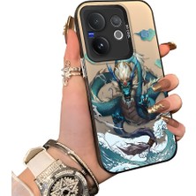 HONTINGA Vivo V60 5g ile Uyumlu Kılıf Silikon Kenar Sert Arka Kamera Koruyucu Basitlik Anti Düşme Kamera Korumalı Ejderha Desen Couple Telefon Kılıfı Kadın ve Erkek Için Uygundur K1-1357