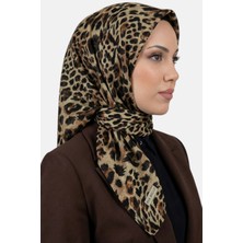 Hadiora Kadın Bej Leopar Desenli Dikişli Yazma